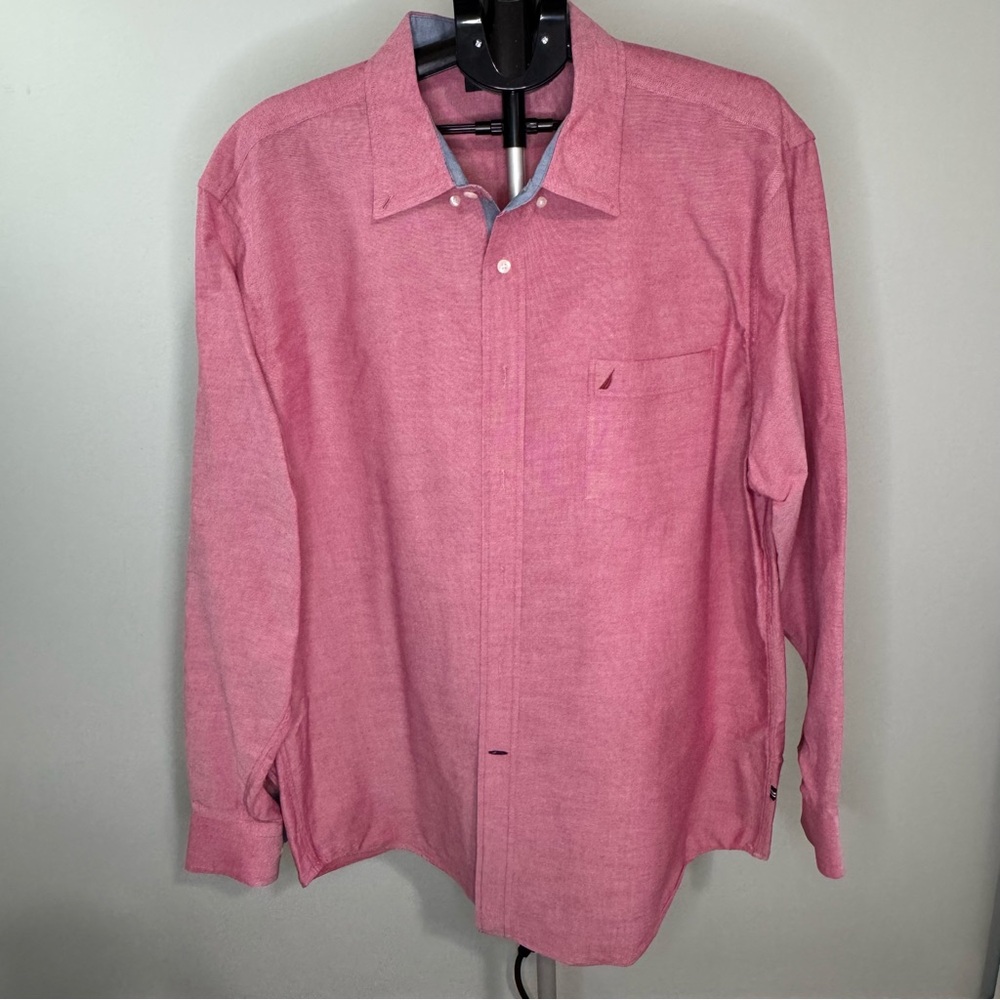 Nautica Red Casual Button Down Shirt